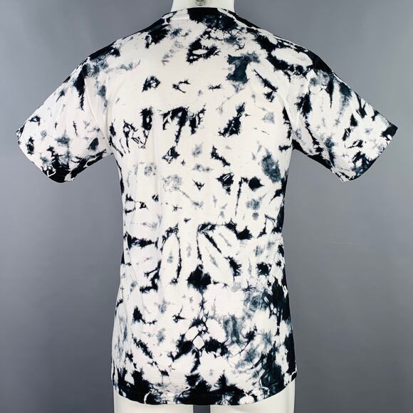 R.SWIADER Size XS White Indigo Tie Dye Cotton Crew Neck T-shirt - Picture 3 of 5